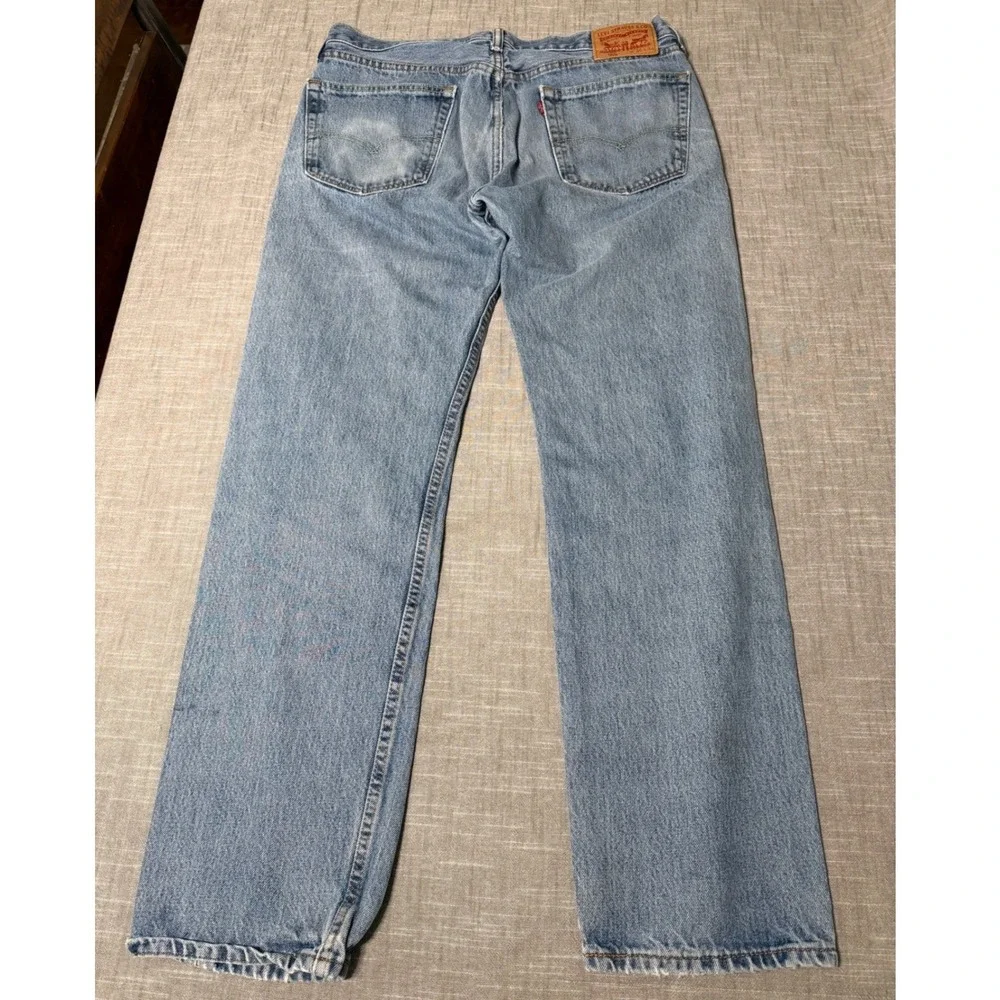 Levis 505 Regular Fit Mens Jeans 36x34 Light Wash Blue Straight Leg 00505-4891